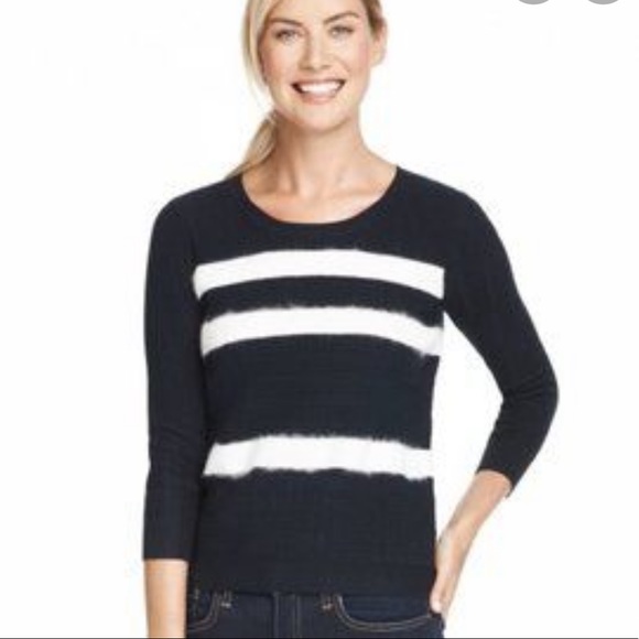 Draper James Sweaters - Draper James Navy White Striped Crewneck Sweater Size L